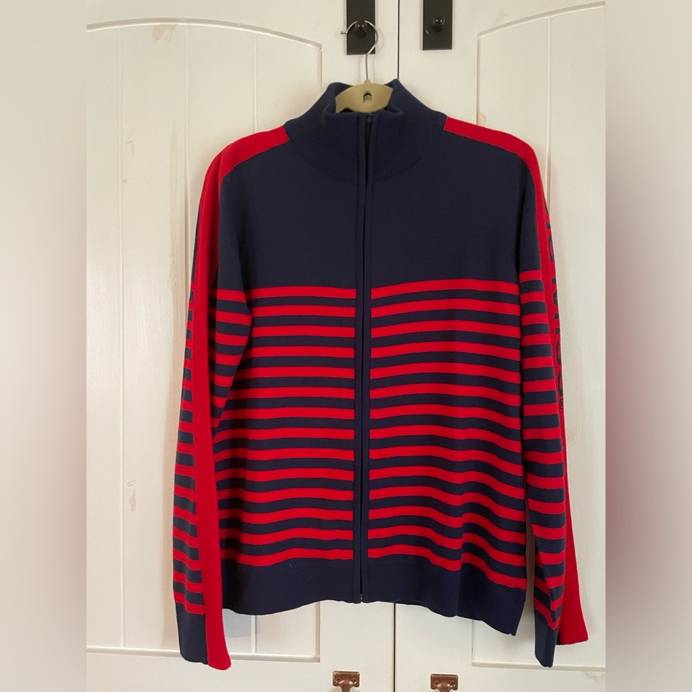 Emerson Street women’s Striped Sport Ole Miss Cardigan Sweater size XL